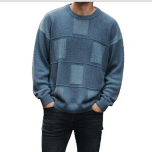 Pronto Uomo Men's Sweater Sz L arge Black Front Windowpane Pattern